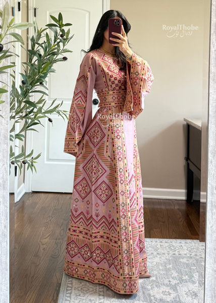 Pink Diamond Long Full Embroidered Thobe