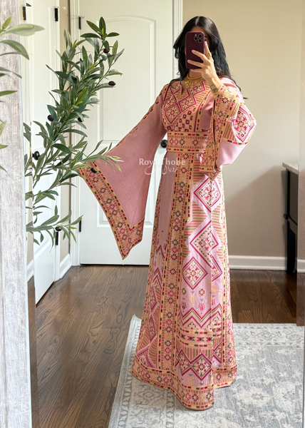 Pink Diamond Long Full Embroidered Thobe