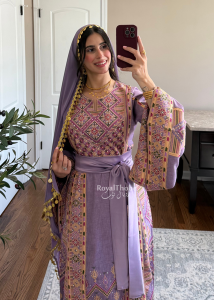 Purple Diamond Long Full Embroidered Thobe