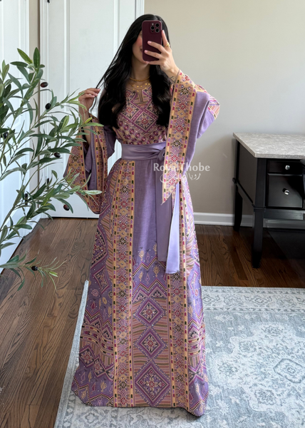 Purple Diamond Long Full Embroidered Thobe