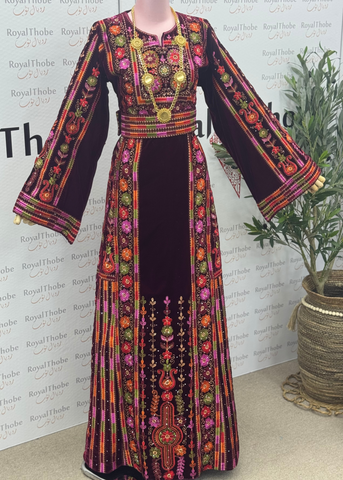 Velvet Manajel Flower Full Embroidered Thobe