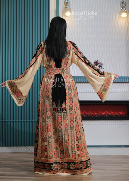 Black/Gold Long Full Embroidered Thobe