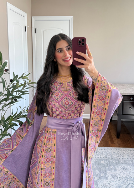 Purple Diamond Long Full Embroidered Thobe