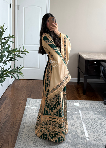 Olive Green Malekah Full Embroidered Thobe