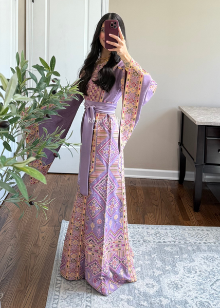 Purple Diamond Long Full Embroidered Thobe