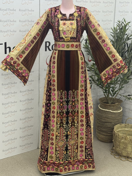 Velvet Jana W Nar Makeka Saya Long Full Embroidered Thobe