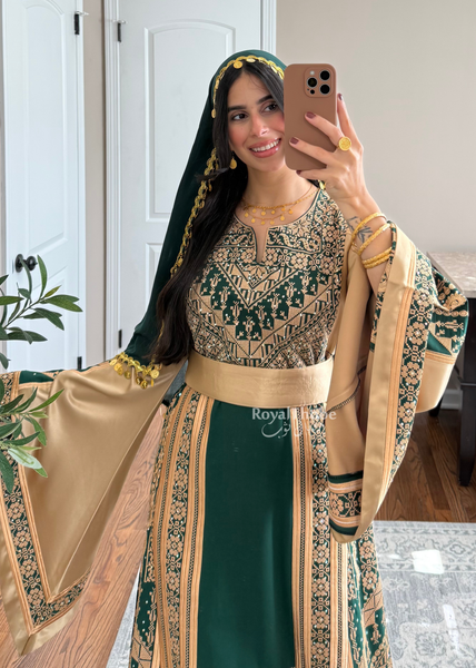 Olive Green Malekah Full Embroidered Thobe