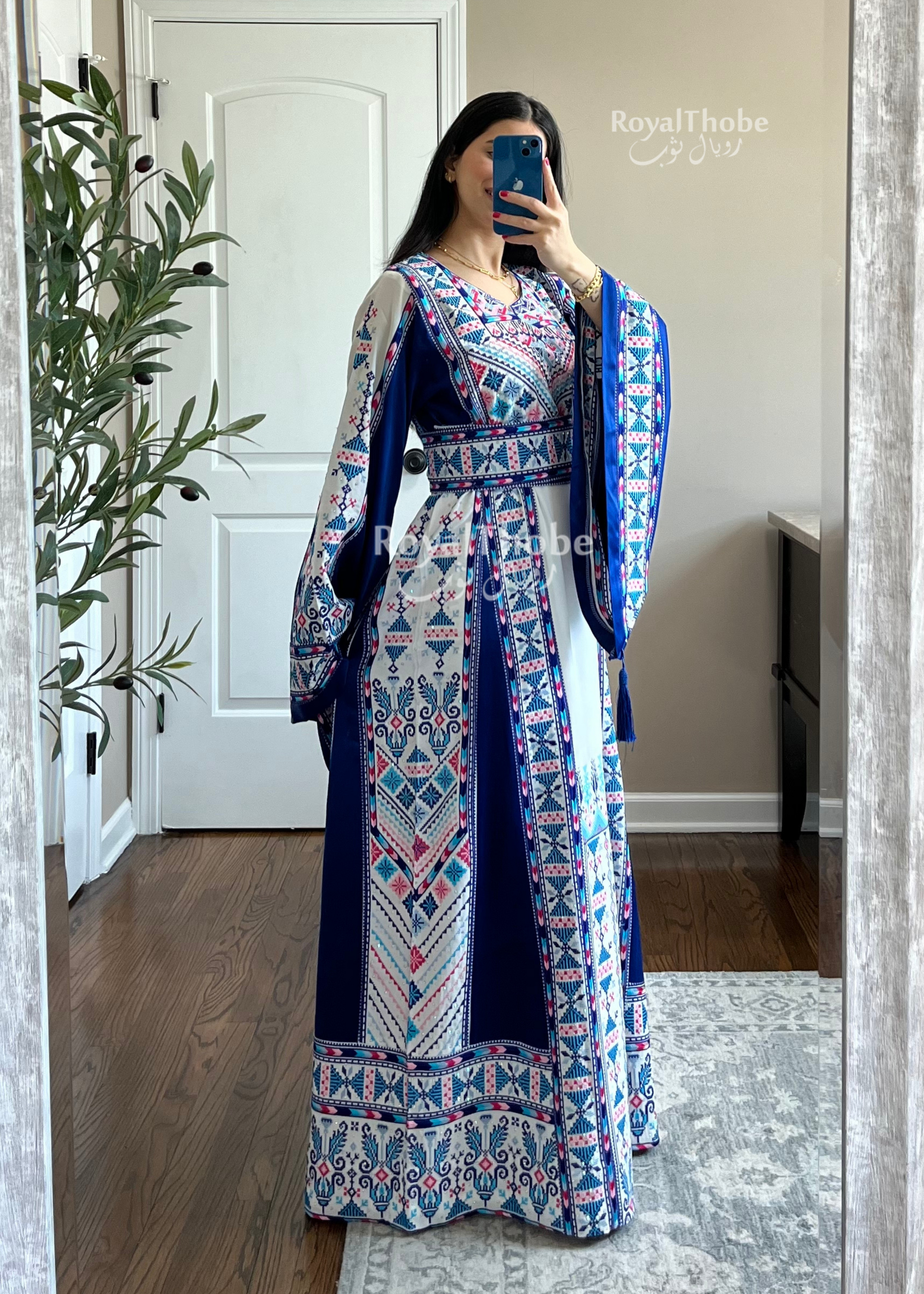 blue and white embroidered maxi dress Embroidered Starfish Maxi Dress Blue main image 0