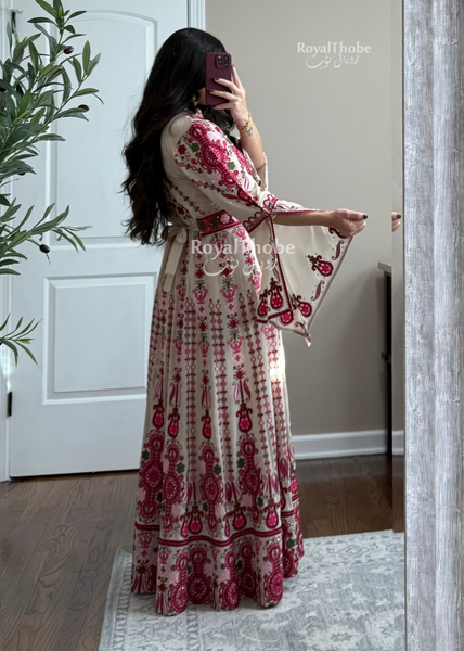 Bridal Dark Beige/Burgundy And Pink Maleka Kaftan