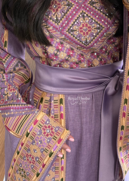 Purple Diamond Long Full Embroidered Thobe