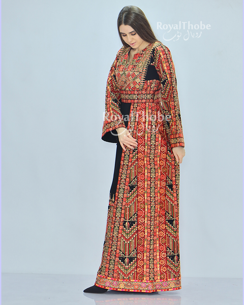 Black/Gold Kasab Full Embroidered Thobe