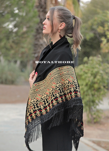 Black/Gold Embroidered Shawl