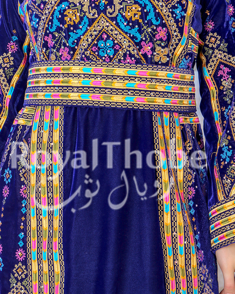 Velvet Royal Blue Embroidered Thobe