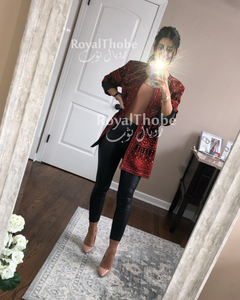 Black/Red Embroidered Blazer