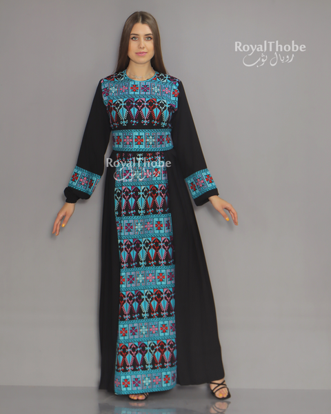 Black/Blue Modern Embroidered Dress
