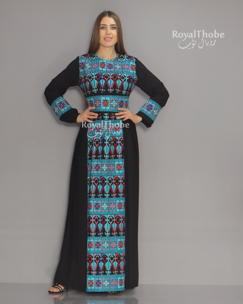 Black/Blue Modern Embroidered Dress