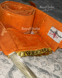 Orange Suede Fabric Belt And Goldcoins Headpiece