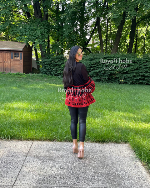 Black/Red Puffy Embroidered Jacket
