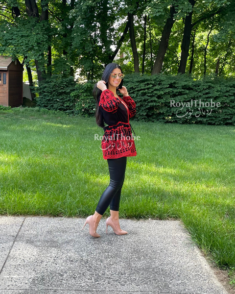 Black/Red Puffy Embroidered Jacket