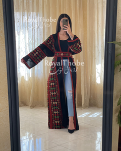 Black Long Embroidered Free Size Bisht