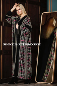 Embroidered Gray Long Sleeve Bisht